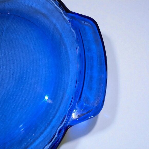Anchor Hocking Deep Pie Plate 9″ Cobalt Blue Ovenware #1075 Vintage USA - Picture 2 of 5